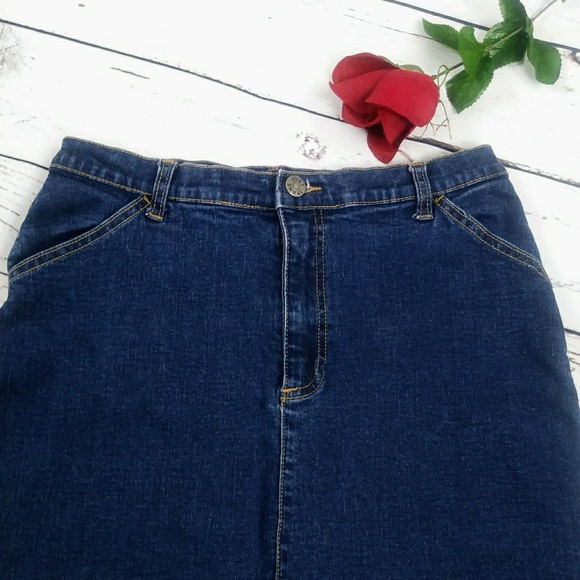 Vintage Two Tone Stretch Denim Pencil Skirt - Picture 3 of 11
